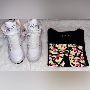 Jordan Flights 45 High White Barely Volt & Jordan Shirt